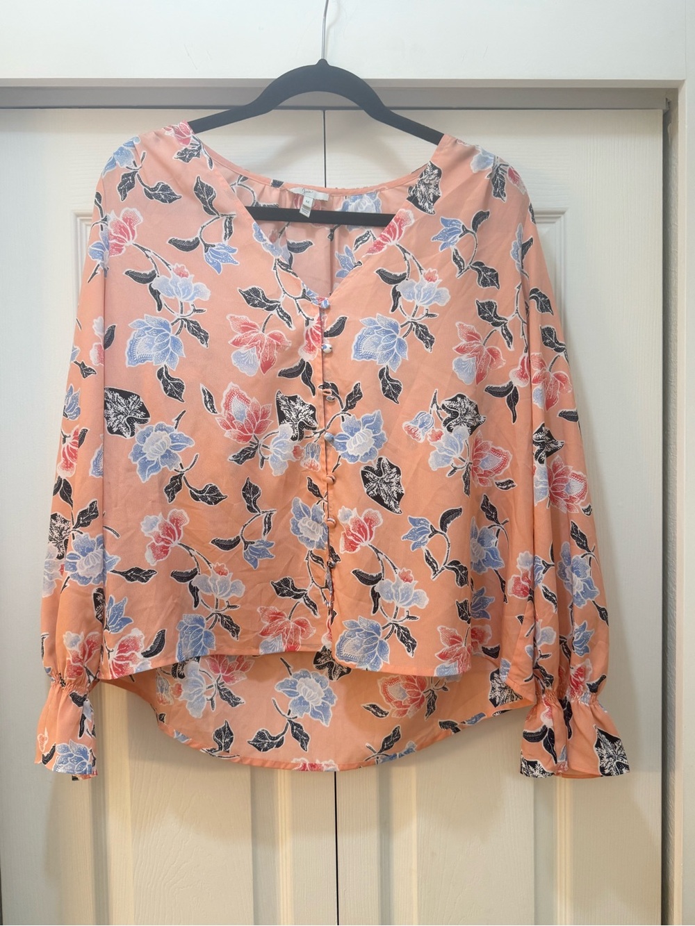 Joie Peach Floral Button-Front Blouse